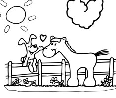 [Translate to czech:] NUK colouring page horse and dog