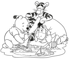 [Translate to czech:] colouring page motif with Winnie the Pooh