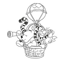 [Translate to czech:] colouring page with Winnie the Pooh and friends
